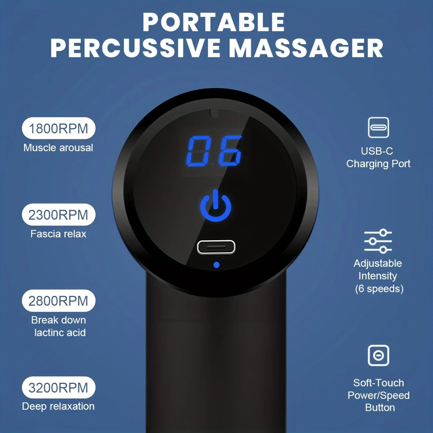 Xiaomi Mini Fascia Gun Tissue Massager Portable Lightweight Body Massage with LED Touch Screen 4 Replaceable Massage Heads 2024