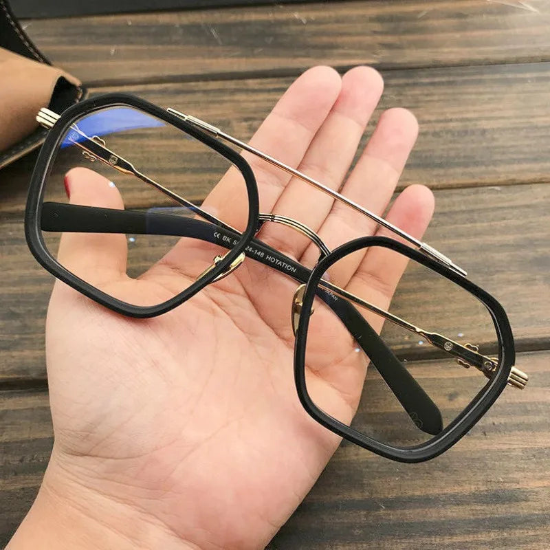 2024 New Fashion Men Sunglasses Oversized Frame Women Anti-blue Light Transparent Glasses UV400 Eyewear Flat Mirror Eyeglass
