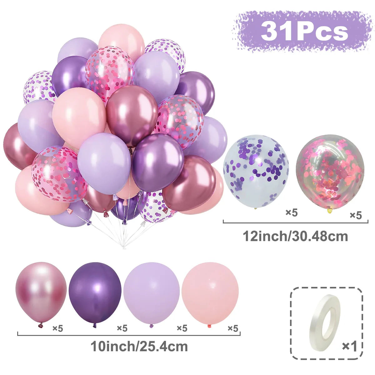 31/36/37/51/101Pcs Metallic Balloons Pearl White Latex Balloon Gold Confetti Balloons for Birthday Weddings Party Decorations