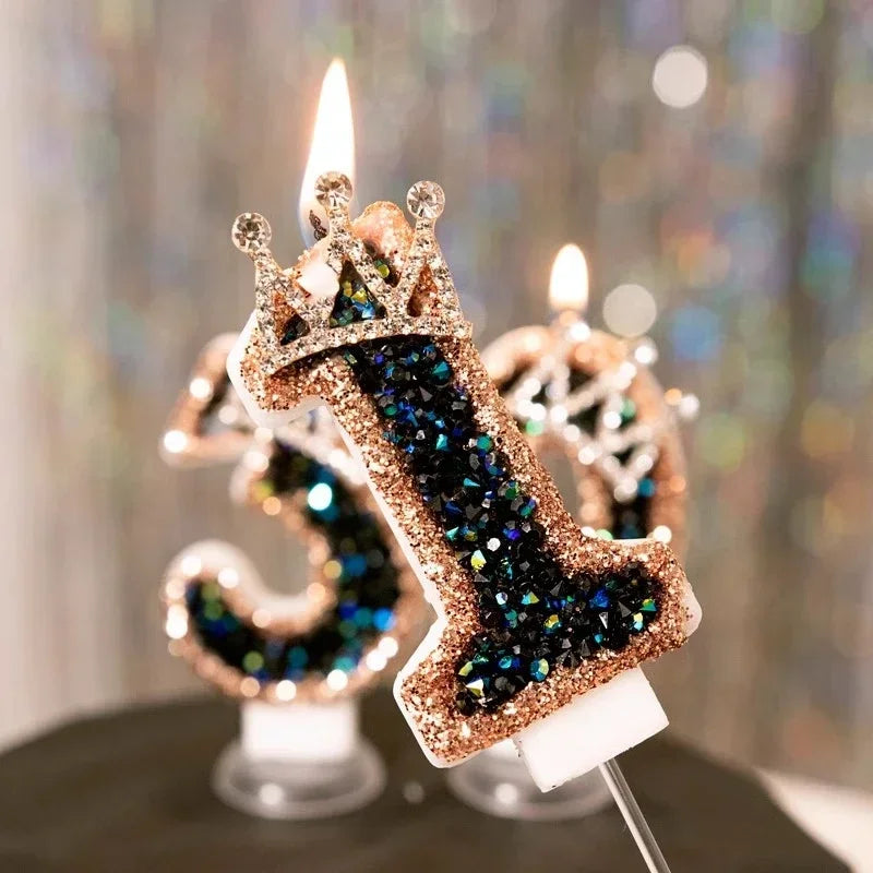Crown Number Candles Birthday Digital 0-9 Cake Decoration, Cake Topper Birthday Anniversary Day Decor