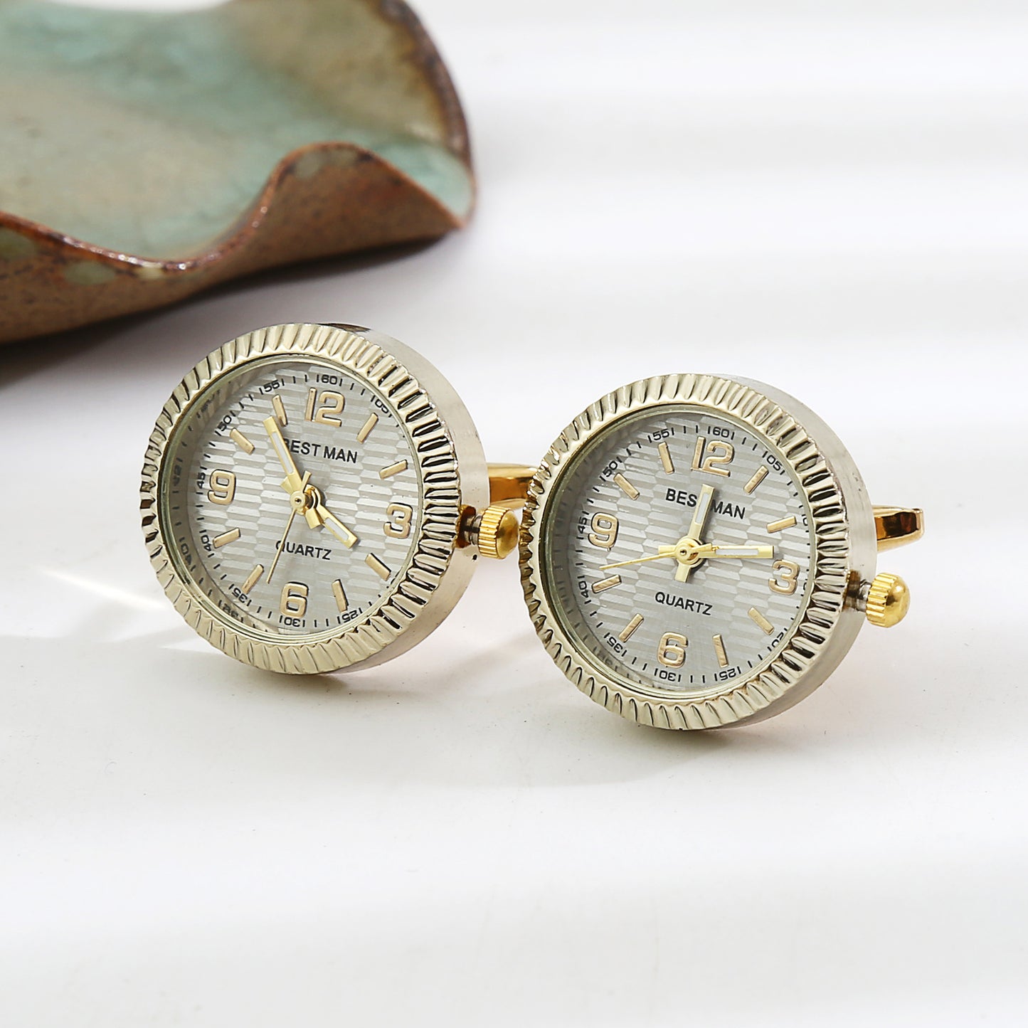 Luxury Retro Men's Watches Cufflinks French Shirts Cufflink Round Rotating Clock Buttons Men New High-end Business Jewelry Gifts