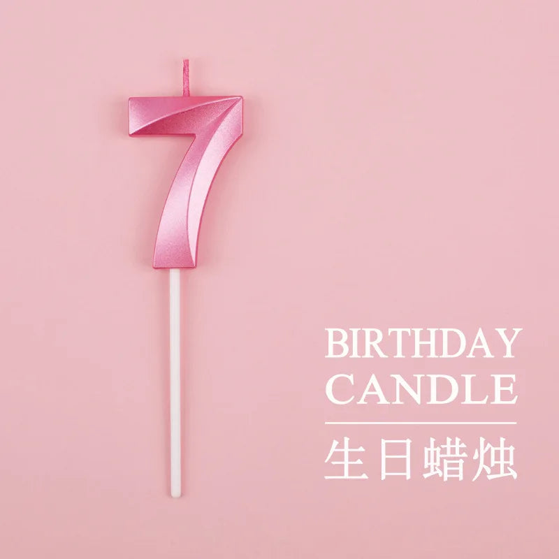 Birthday Digital Cake Candle Opera House Candles Golden Pink Blue Diamond Number Birthday Party Candles Creative Decoration