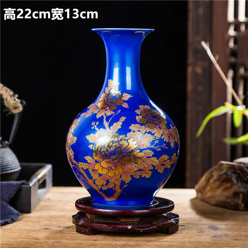 Chinese Style ceramics Vase Jingdezhen Black Porcelain Crystal Glaze Flower Vase Home decoration accessories Handmade Vases