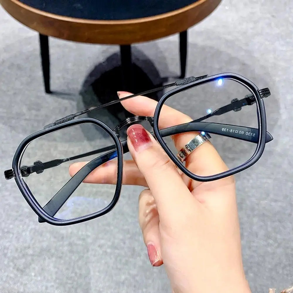 2024 New Fashion Men Sunglasses Oversized Frame Women Anti-blue Light Transparent Glasses UV400 Eyewear Flat Mirror Eyeglass