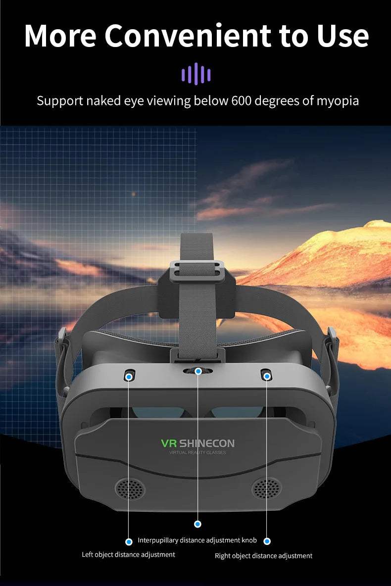 SHINECON 3D Helmet VR Glasses 3D Glasses Virtual Reality Glasses VR Headset For Google cardboard 5-7' Mobile with original box