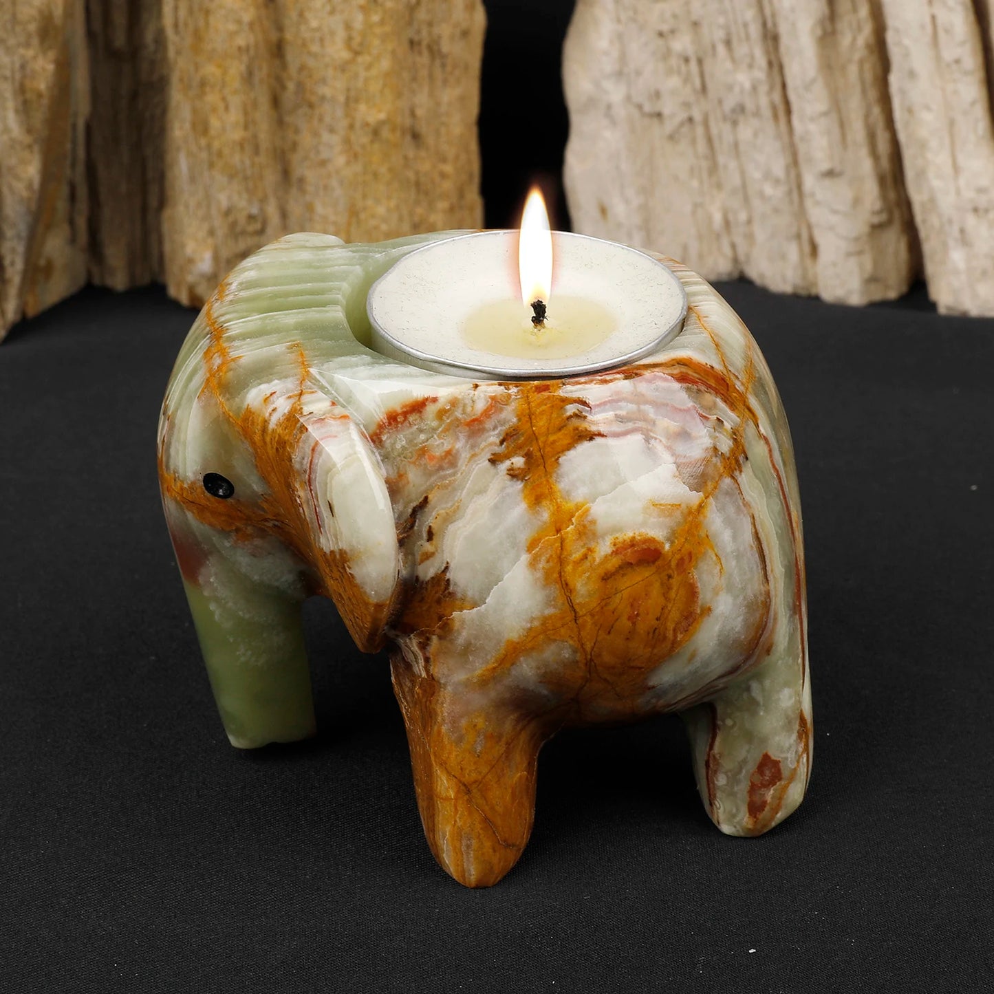 Natural Stones Candle Holder Marble Elephant Shape Candlestick Afghanistan Jade Home Decoration For Dinner Party Table Decor