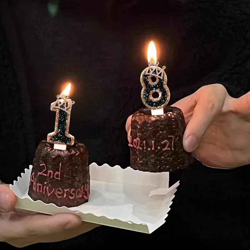 Crown Number Candles Birthday Digital 0-9 Cake Decoration, Cake Topper Birthday Anniversary Day Decor