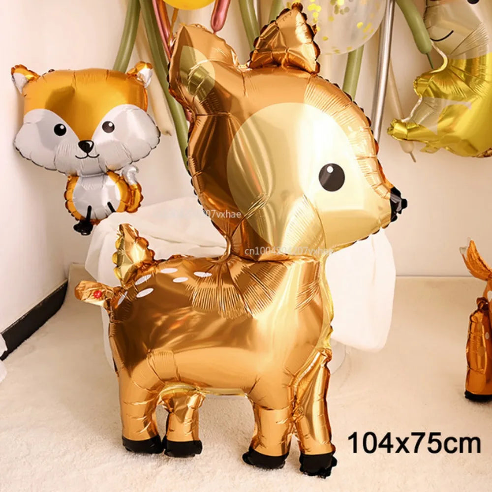 Animal Theme Foil Balloons Deer Rabbit Owl Squirrel Safari Party Decor Adult Kids Birthday Party Decoration Ballons Supplies