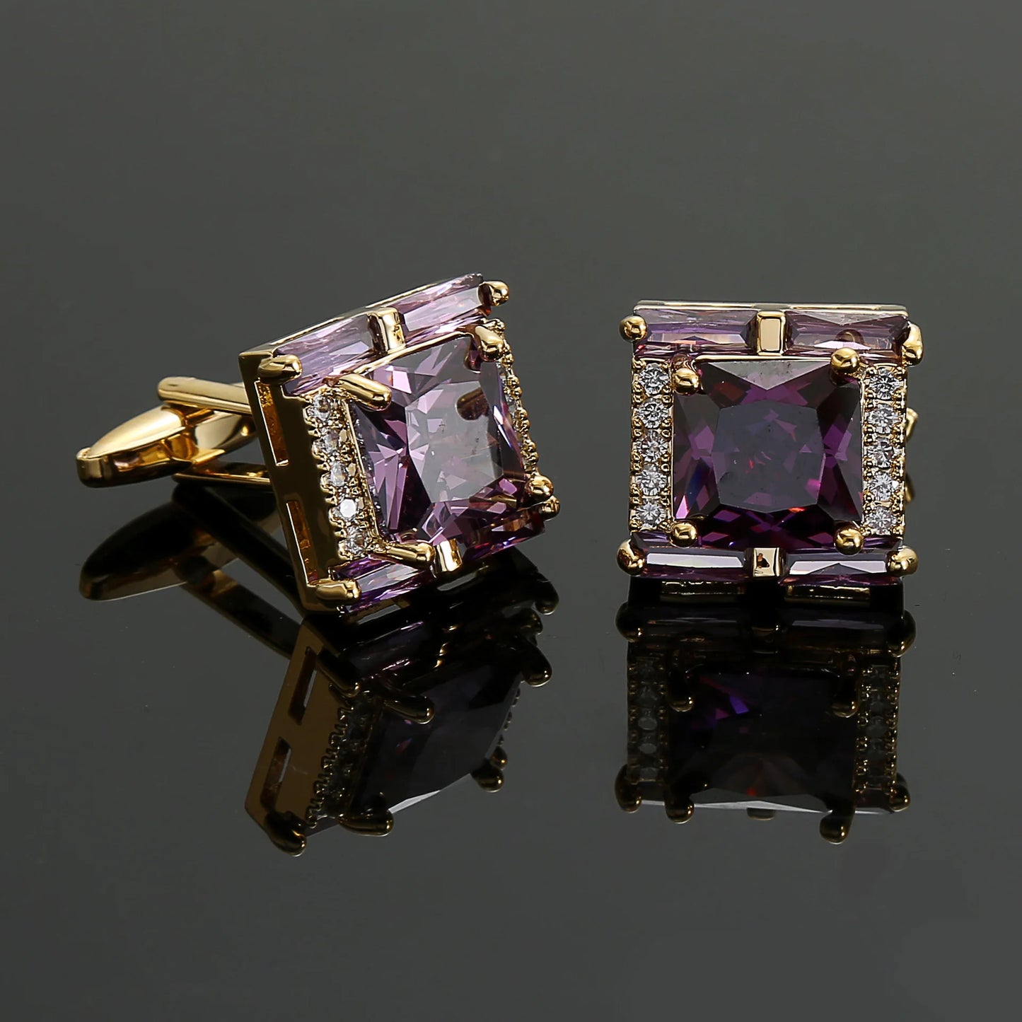 Luxury Brand Diamond Cufflinks For Mens Shirts Jewelry Novelty Button French Style Gold Crystal Cuff Links
