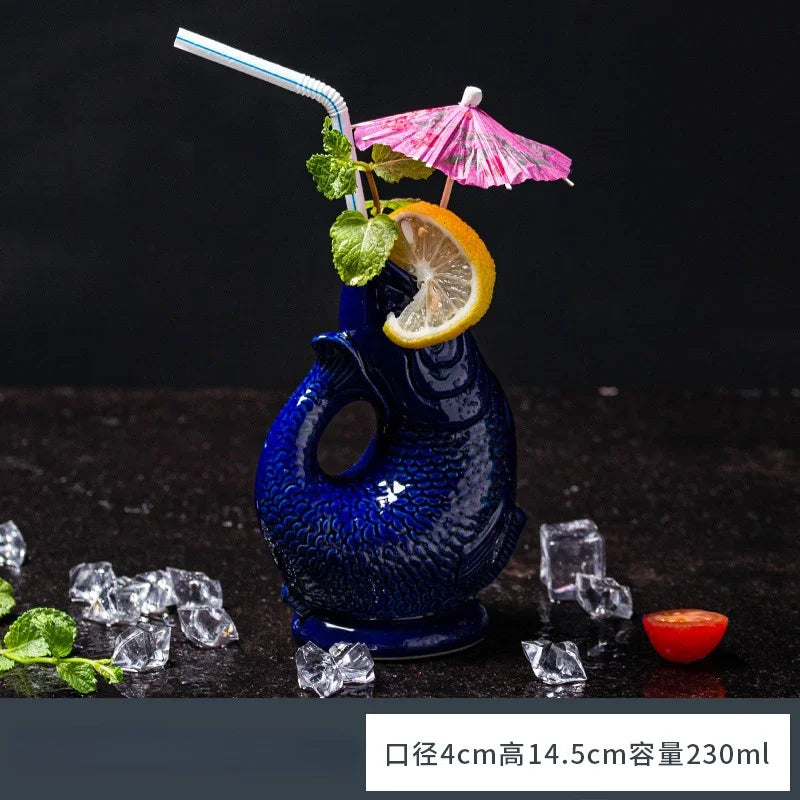 Ceramic Vase TIKI Cups Personalized Hawaiian Bar Cocktail Cup Creative Fish Shaped Decoration Bookshelf Decoration Ceramic MUG