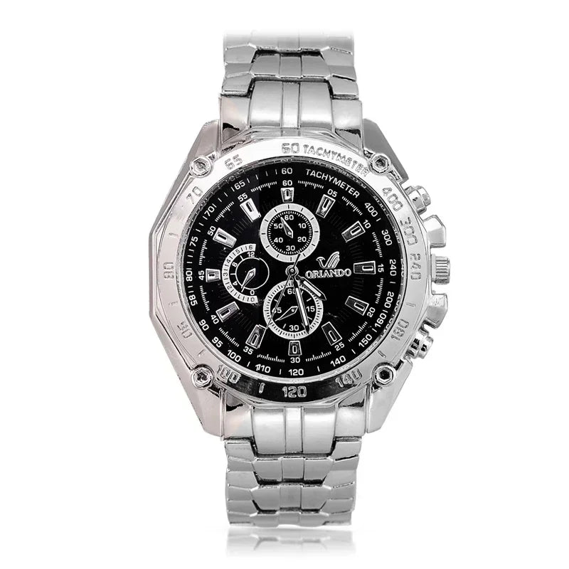 Men Watches Quartz Silver-gold Stainless Steel Wristwatch Male Clock Classic Business Pilot Luxury Automatic Watch