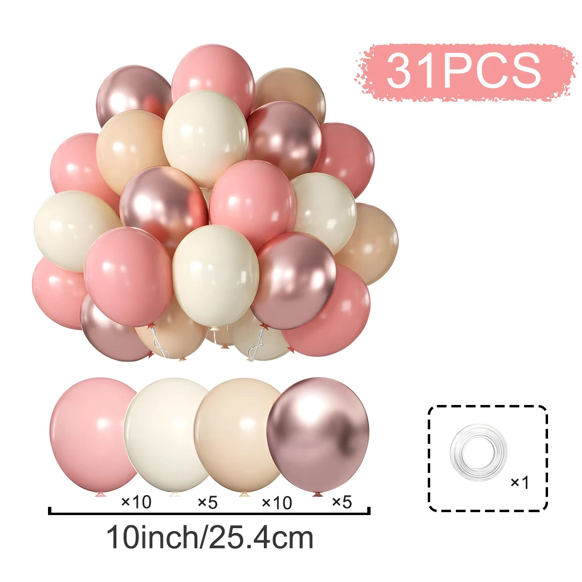 31/36/37/51/101Pcs Metallic Balloons Pearl White Latex Balloon Gold Confetti Balloons for Birthday Weddings Party Decorations
