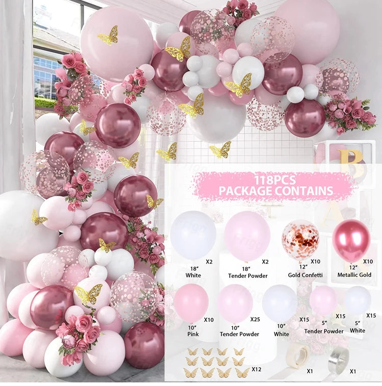 Tender Pink Gold Balloon Garland Arch Kit Wedding Birthday Party Decoration Adult Kids Baby Shower Decor Ballon Wedding Supplies