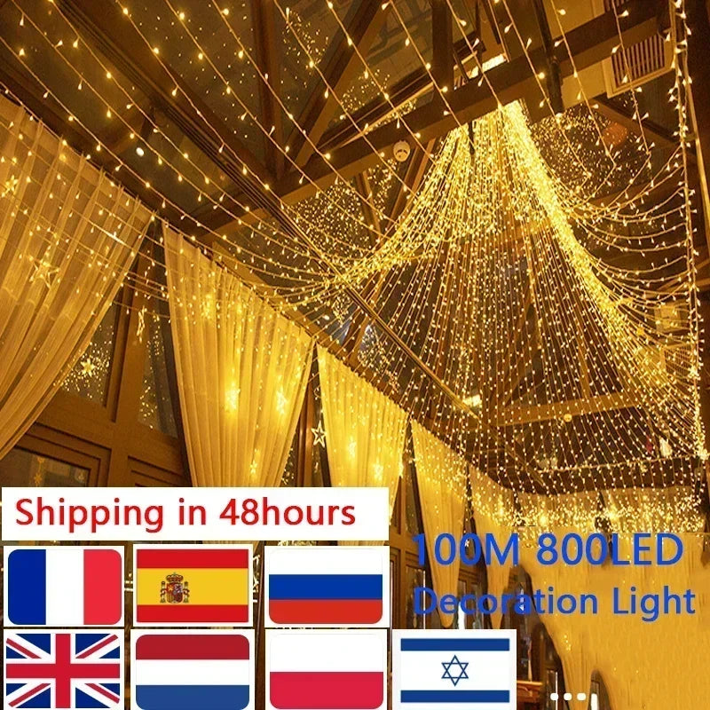 5M-100M Led Christmas Lights Outdoor led Fairy String Lights for Tree Ramadan 2024 Party Holiday Wedding Garland Decoration