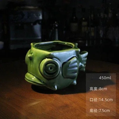 Ceramic Vase TIKI Cups Personalized Hawaiian Bar Cocktail Cup Creative Fish Shaped Decoration Bookshelf Decoration Ceramic MUG