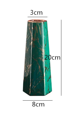 Marbling Ceramics Desktop Vase Hexagon Flower Arrangement Decoration Hydroponic Vases Three-piece Suit Ornaments