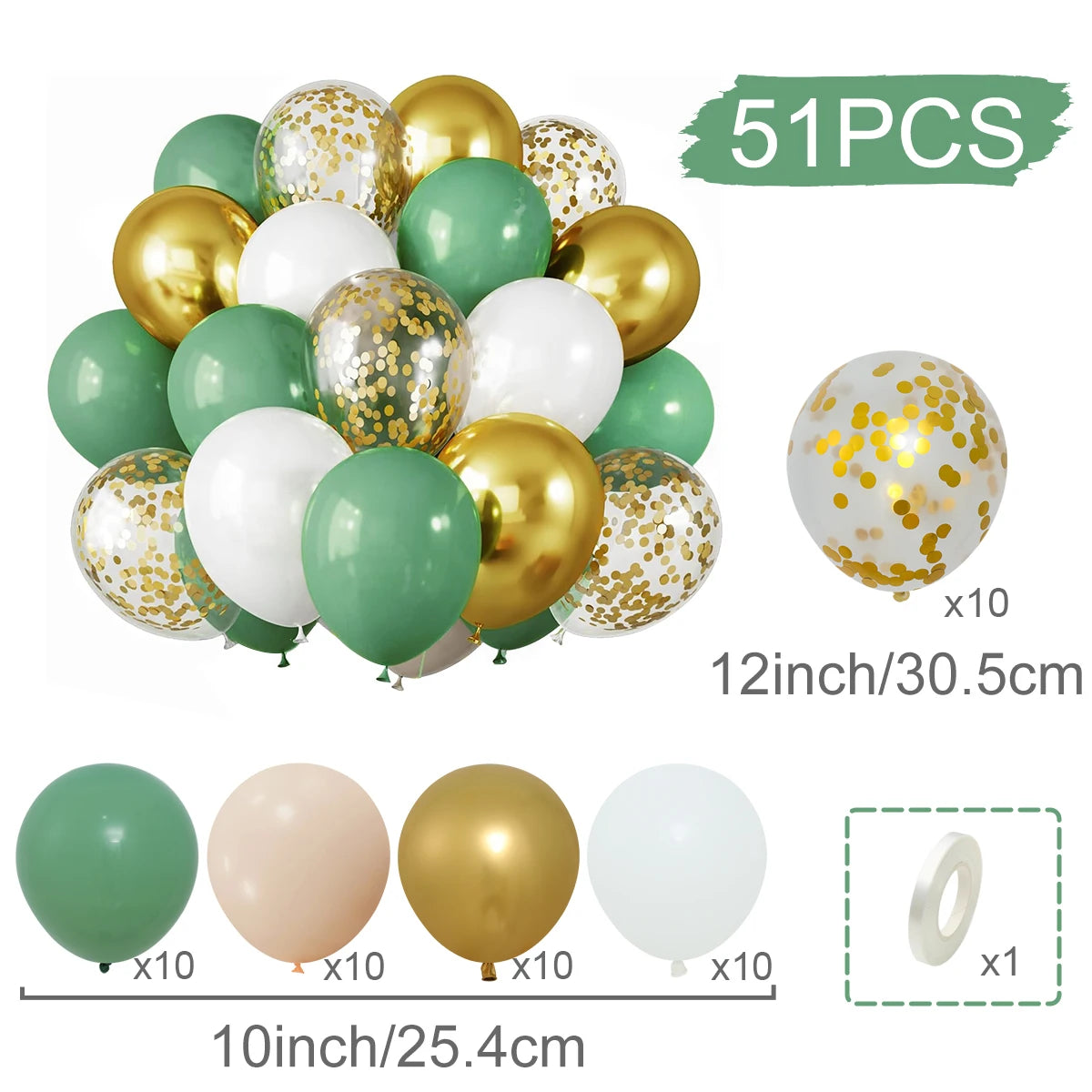 31/36/37/51/101Pcs Metallic Balloons Pearl White Latex Balloon Gold Confetti Balloons for Birthday Weddings Party Decorations
