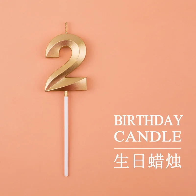 Birthday Digital Cake Candle Opera House Candles Golden Pink Blue Diamond Number Birthday Party Candles Creative Decoration