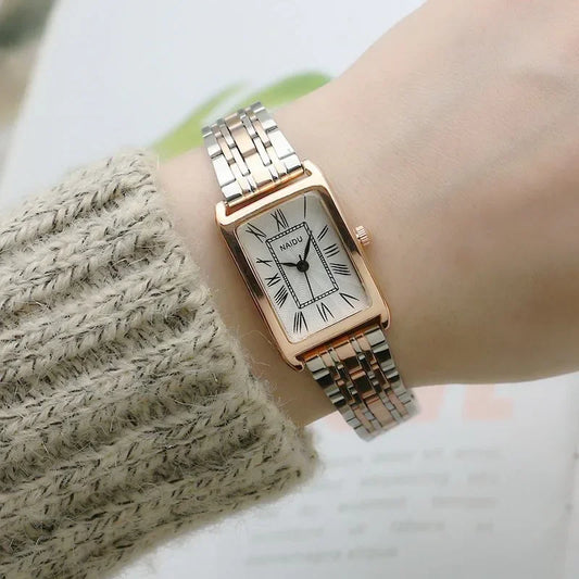 Ladies Steel Strap Watches for Women Rectangular Roman Scale Watch Fashion Trend Thin Strap Quartz Wristwatches Relogio Feminino