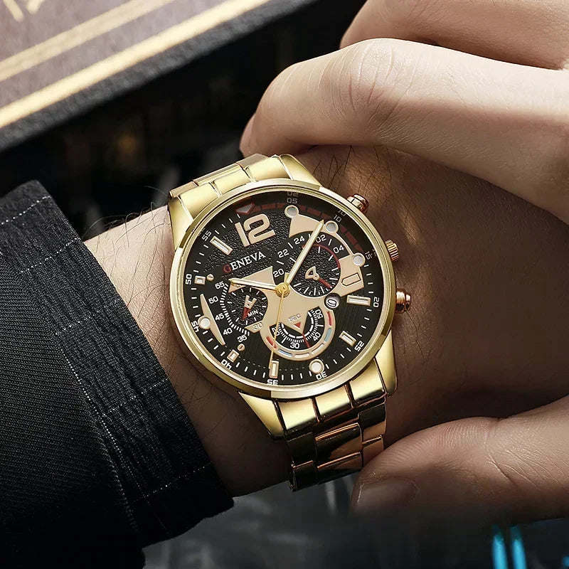 Fashion Mens Stainless Steel Watches Luxury Quartz Wristwatch Calendar Luminous Clock Men Business Casual Watch Reloj Hombre
