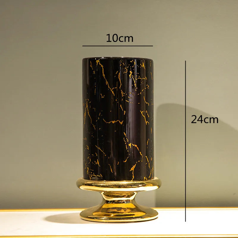 Ceramic Vase Marble Grain Tall Flowerpot  Flower Arrangement Hydroponics Home Furnishing Decoration Vases Pots Terrarium