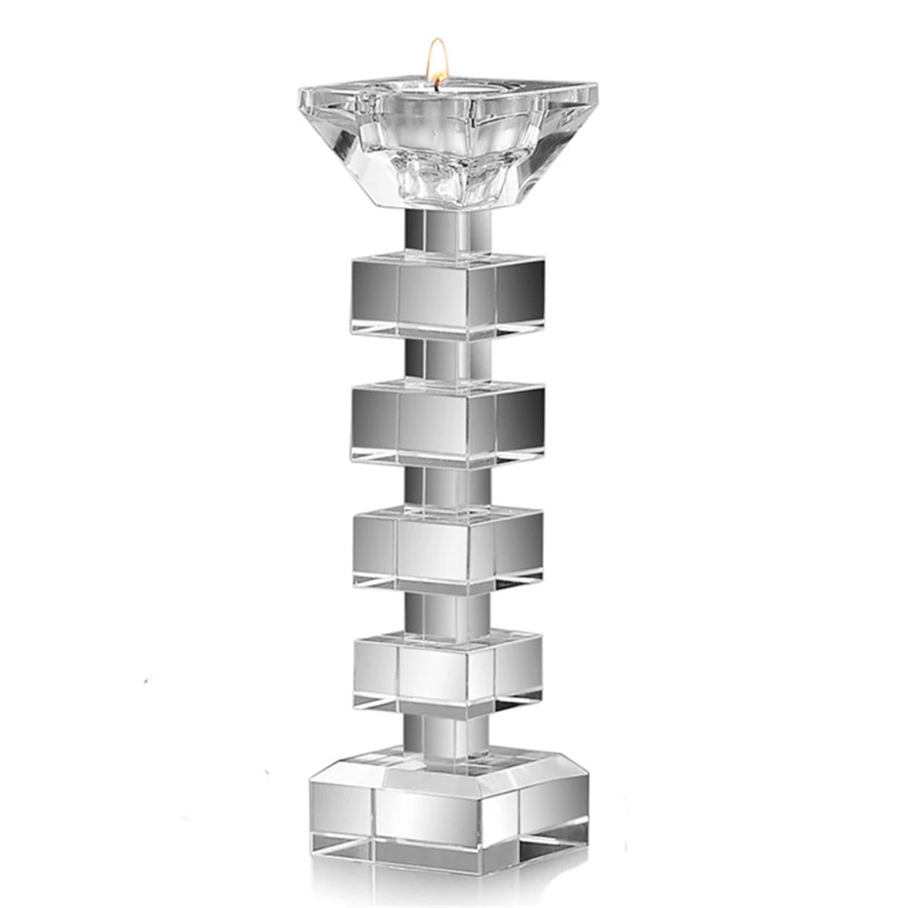 Crystal Glass Creative Romantic Candle Holders Tealight Candlestick Wedding Decorations Home Party Ornaments Desktop Candlestick
