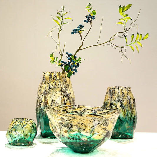 Glass Vase Irregular Gradients Speckled Black Glass Bottle Fruit Bowl Desktop Organization Organization Terrarium Vases Pots