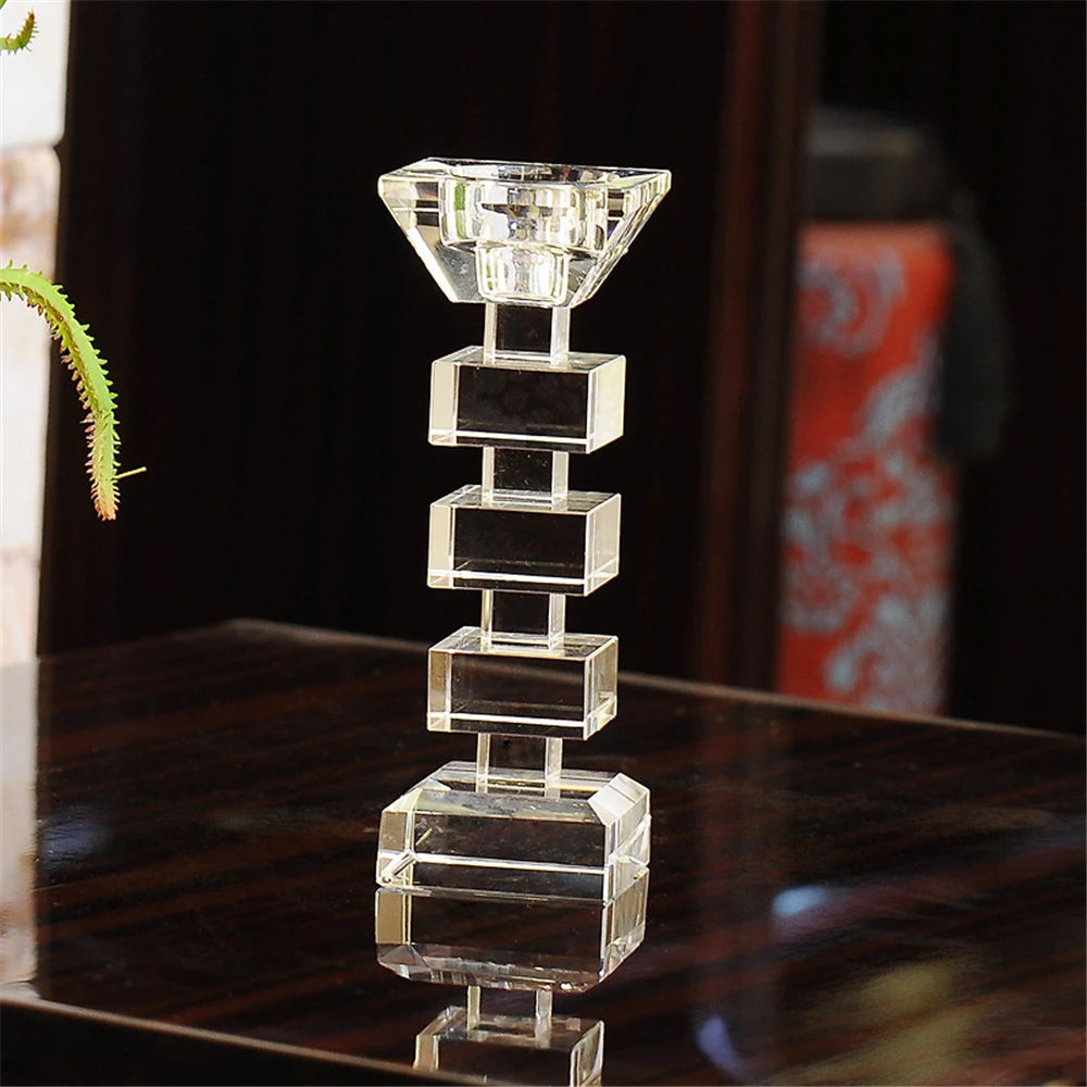 Crystal Glass Creative Romantic Candle Holders Tealight Candlestick Wedding Decorations Home Party Ornaments Desktop Candlestick