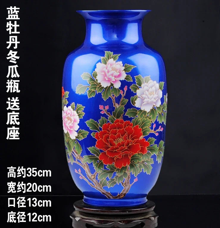 Jingdezhen Black Porcelain Flower Vase Crystal Glaze Handmade Shining Rose Vases Chinese Style Home Decor