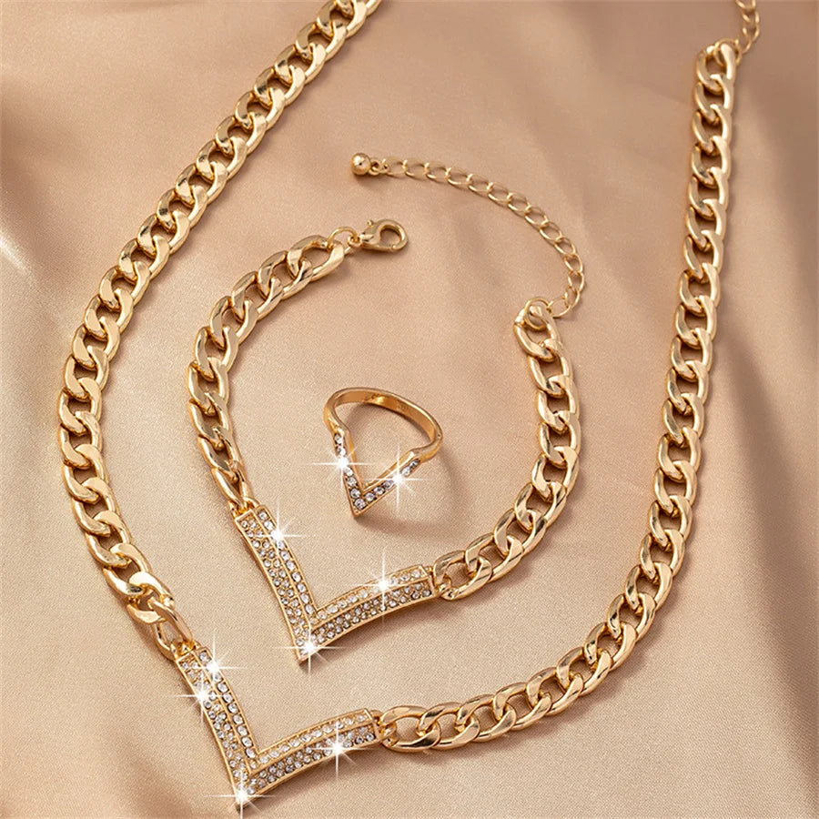 Korean Fashion Flat Cuba Snake Chain V Necklace for Women Jewelry Charm Party Choker Necklace Party Gift Collares Para Muje