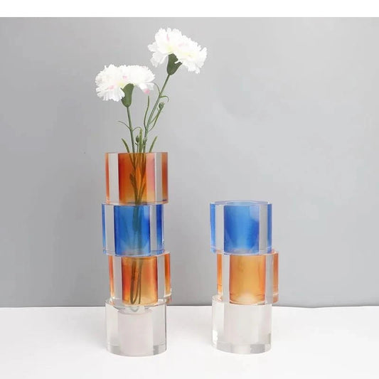 Multicolour Crystal Glass Vase Flowers Pots Desk Decoration Flower Arrangement Floral Vases Room Aesthetic Decor