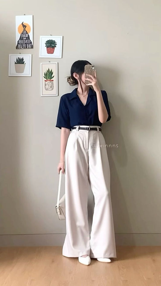 Blue & White Korean Co-Ord Set