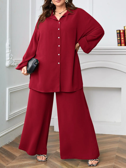 Bold Full-Red Shirt and Trouser Set